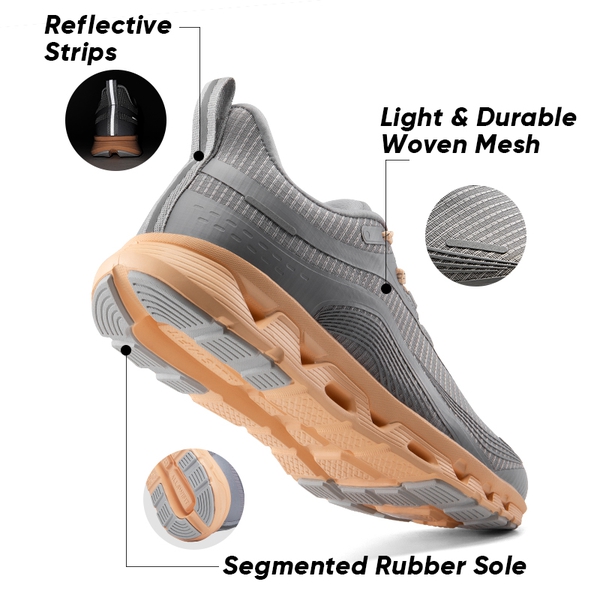 [MovePlush] Women's Lightweight Athletic Sneakers - GREY - 5